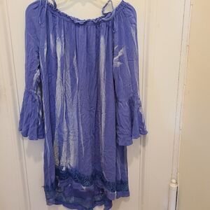 Blue lace crocheted flowy dress size M
